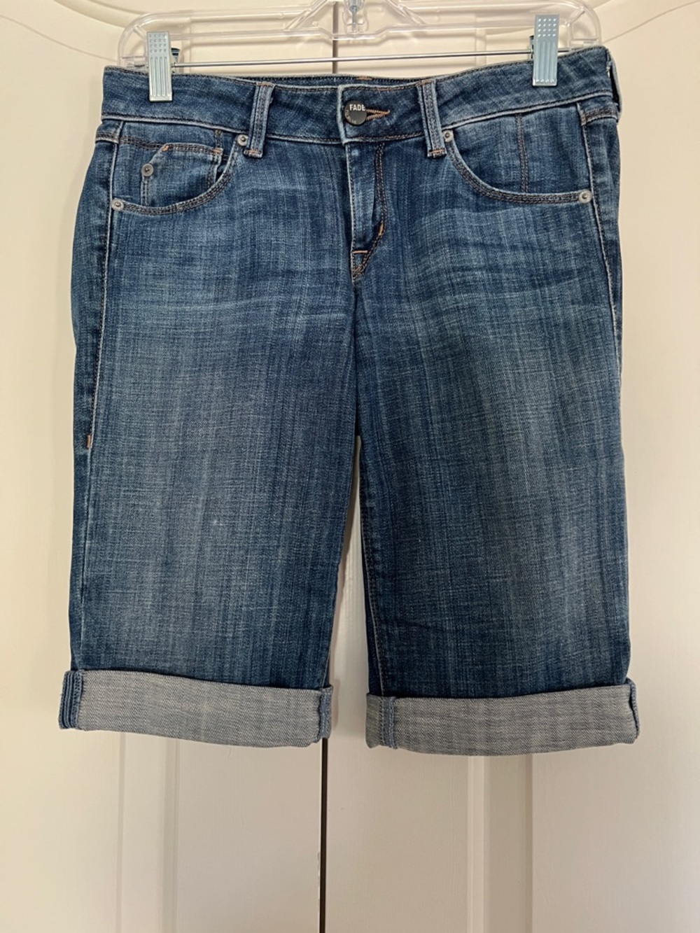 Faded Blue Boyfriend Bermuda Jeans - Women's